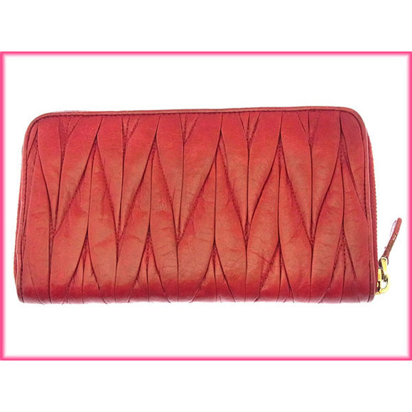 Miu Miu Long Wallet Matelasse Red Wallet - Picture 2 of 5